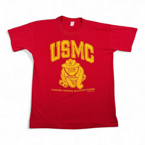 Vintage Marine Corps Shirt Adult LARGE Red Bulldog USMC USA Military 90s